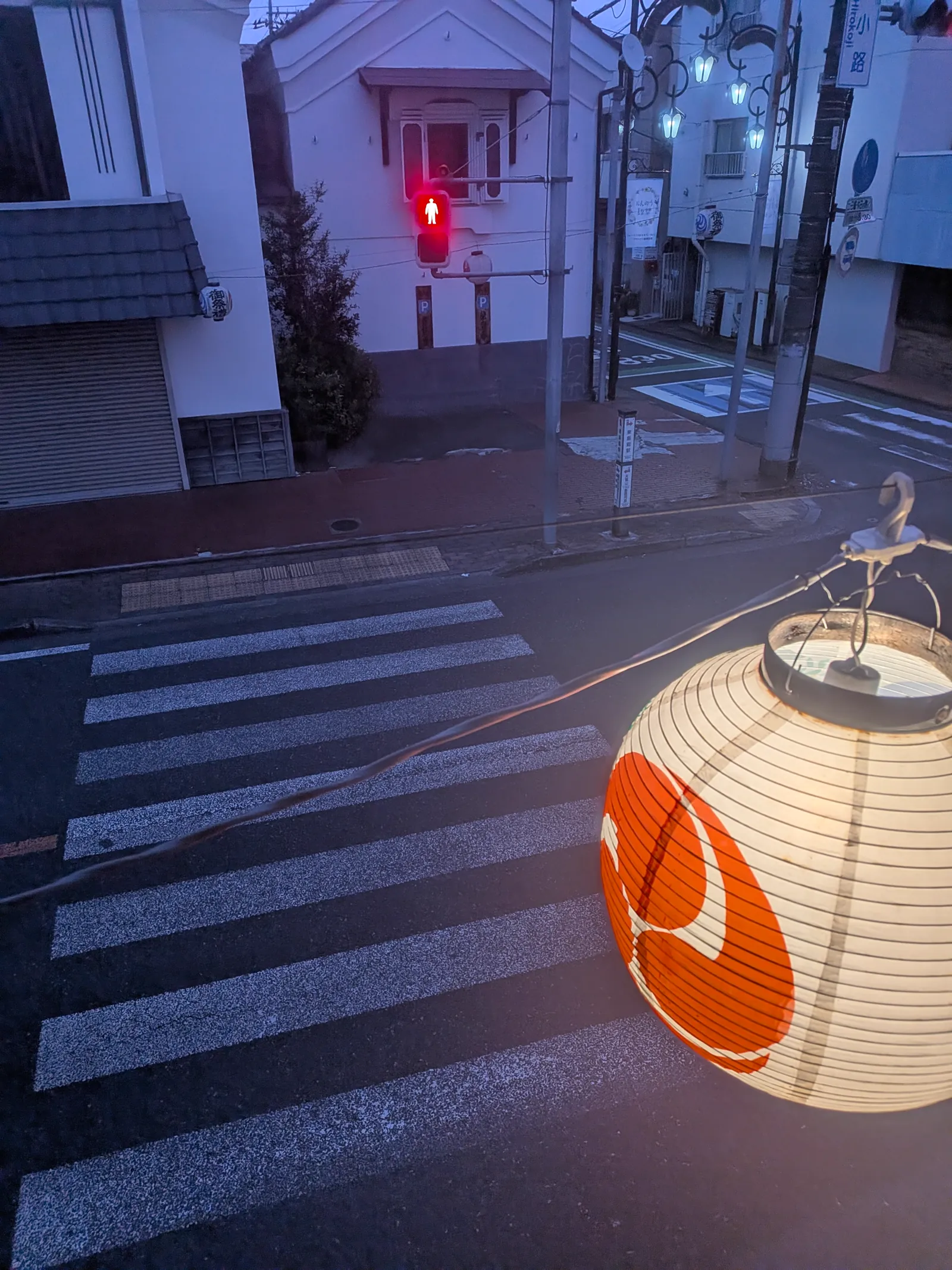 Festival lanterns over Hirokoji before the Hanno Summer Festival